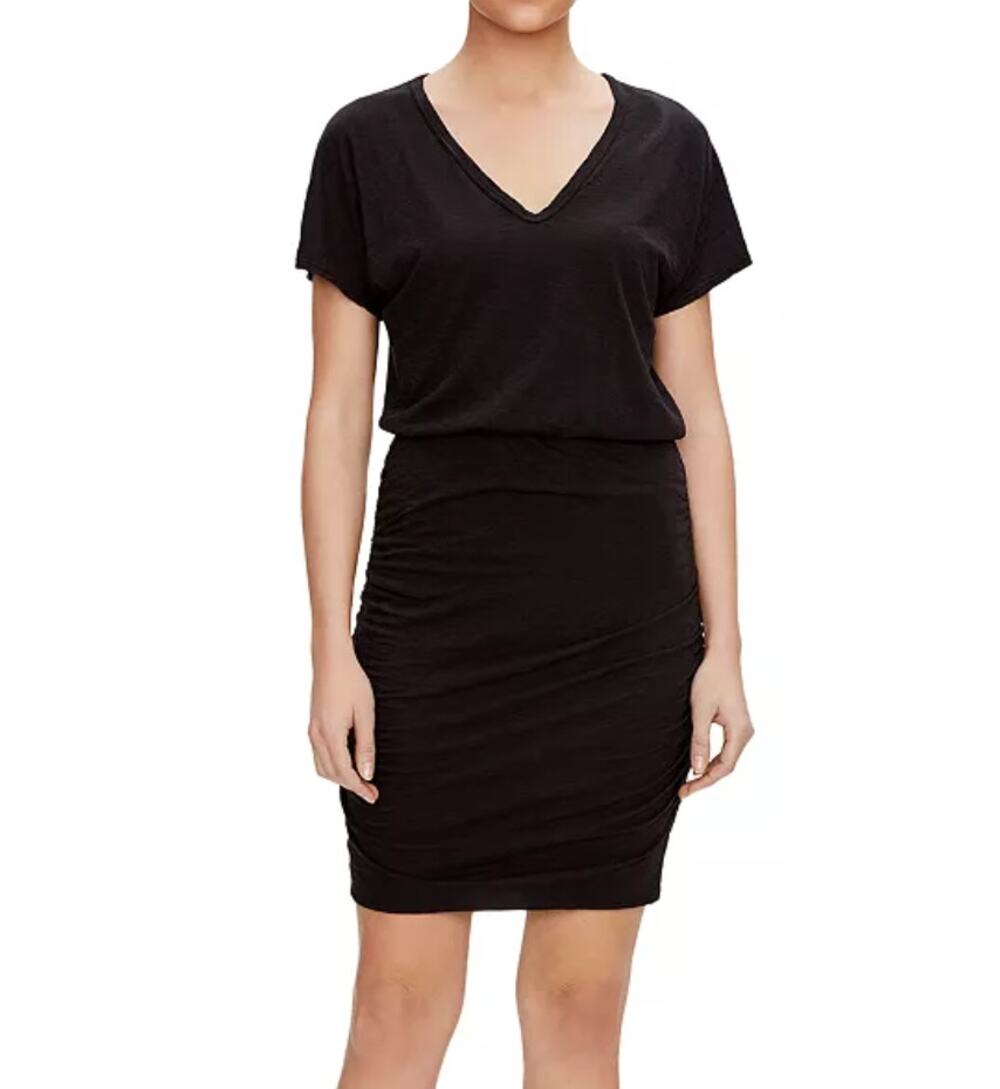 Michael Stars Odessa V Neck Supima Cotton Black Dress NWT Size XS
